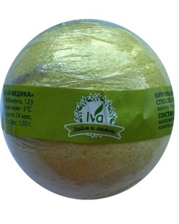IVA Бурлящий шарик для ванны с ароматом Лайм и лимон 1 шт
