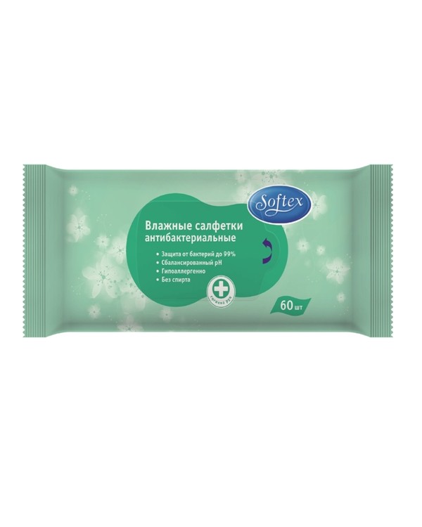 SOFTEX Влажные салфетки антибактериальные 60 шт