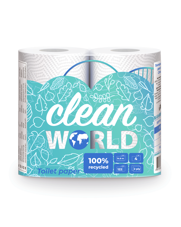СИПТО Туалетная бумага Clean World 2-х сл. (1х4рул.)
