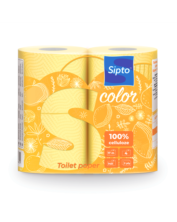 СИПТО Туалетная бумага Sipto Standart Color желтая 2-х сл. (1х4рул.)